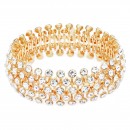 Rhodium Plated With AB Crystal Stretch Bracelets Tennis 5 Row Rhinestone Bridal Evening Party Jewelry For Woman Bangle