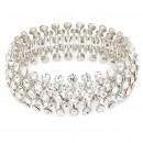 Rhodium Plated With AB Crystal Stretch Bracelets Tennis 5 Row Rhinestone Bridal Evening Party Jewelry For Woman Bangle