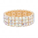 Rhodium Plated With Clear Crystal Stretch Bracelets
