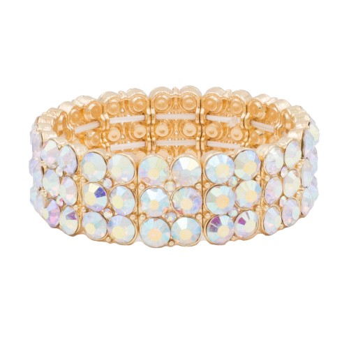 Gold Plated With AB Crystal Stretch Bracelets