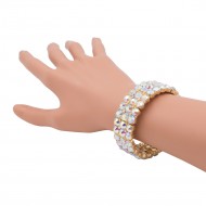 Gold Plated With AB Crystal Stretch Bracelets