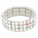 Rhodium Plated With Clear Crystal Stretch Bracelets