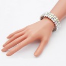 Rhodium Plated With AB Color Crystal Stretch Bracelets