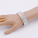 Rhodium Plated With AB Color Crystal Stretch Bracelets