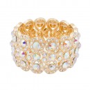 Gold Plated With Infinity Shape Rhinestone Stretch Bracelet Evening Party Jewelry 7 Inch