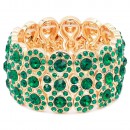 Gold Plated With Green Color Crystal Stretch Bracelet