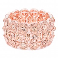 Rose Gold Plated With Peach Crystal Stretch Bracelets