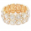 Gold Plated Stretch Bracelets with Clear Crystal