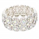 Rhodium Plated Stretch Bracelets with Clear Crystal