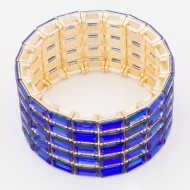 Gold Plated With Blue AB Glass Stretch Bracelets