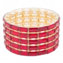 Gold Plated With Red Glass Stretch Bracelets