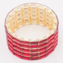 Gold Plated With Red Glass Stretch Bracelets