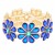 Gold-Plated-With-Blue-AB-Glass-Stretch-Flower-Bracelets-Blue AB