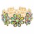 Gold-Plated-With-Green-AB-Glass-Stretch-Flower-Bracelets-Gold Green AB