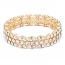 Gold Plated AB 3 Rows Mini Circle Stretch Bracelet
