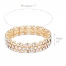 Gold Plated 3 Rows Mini Circle Glass Stretch Bracelet