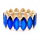 Gold Plated With Blue AB Glass Stretch Bracelets