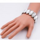 Rhodium Plated With Clear Glass Stretch Bracelets