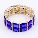 Gold Plated with Blue AB Glass Stretch Bracelets