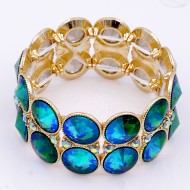 Gold Plated with Green AB Glass Stretch Bracelets