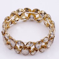 Gold Plated with Topaz Glass Stretch Bracelets