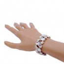 Rhodium Plated with Clear Glass Stretch Bracelets