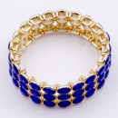 Gold Plated with Royal Blue Glass Stretch Bracelets