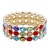 Gold-Plated-with-Multi-Color-Glass-Stretch-Bracelets-Gold Multi-Color