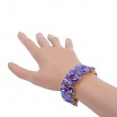 Gold Plated with Blue Glass Stretch Bracelets