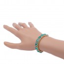 Gold Plated with Green Glass Stretch Bracelets