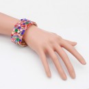 Gold Plated With Multi Color Crystal Stretch Bracelet