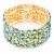 Gold-Plated-With-Green-AB-Color-Crystal-Stretch-Bracelet-Green AB