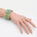 Gold Plated With Green AB Color Crystal Stretch Bracelet