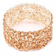 Rose Gold Plated With Peach Color Crystal Stretch Bracelet