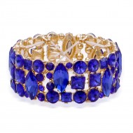 Gold Plated With Blue Color Stretch Bracelet