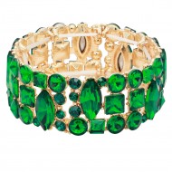 Gold Plated With Green Color Stretch Bracelet
