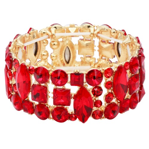 Gold Plated With Red Color Stretch Bracelet