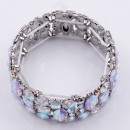 Rhodium Plated With AB Crystal Stretch Bracelet