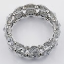 Rhodium Plated With Clear Crystal Stretch Bracelet