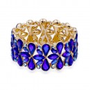 Gold Plated With Blue AB Crystal Stretch Bracelet