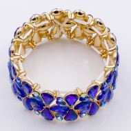 Gold Plated With Blue AB Crystal Stretch Bracelet