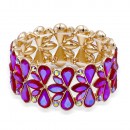 Gold Plated With Green AB Crystal Stretch Bracelet
