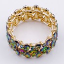 Gold Plated With Green AB Crystal Stretch Bracelet