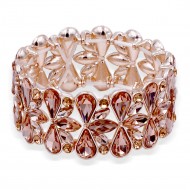 Rose Gold Plated With Peach Crystal Stretch Bracelet