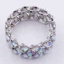 Rhodium Plated With AB Crystal Stretch Bracelet