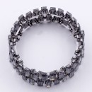 Gunmetal Plated With Black Diamond Crystal Stretch Bracelet