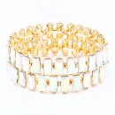 Gold Plated With Blue Crystal Stretch Bracelet