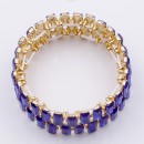 Gold Plated With Blue Crystal Stretch Bracelet