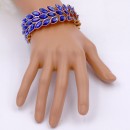 Gold Plated With Blue Color Crystal Stretch Bracelet