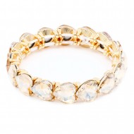Gold Plated With Topaz Color Crystal Stretch Bracelet